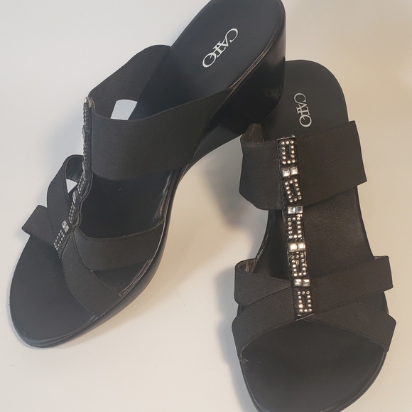 CATO Women's Slip-on Sandals Black Clogs Rhinestone Size 10W 32771099 - Picture 6 of 11